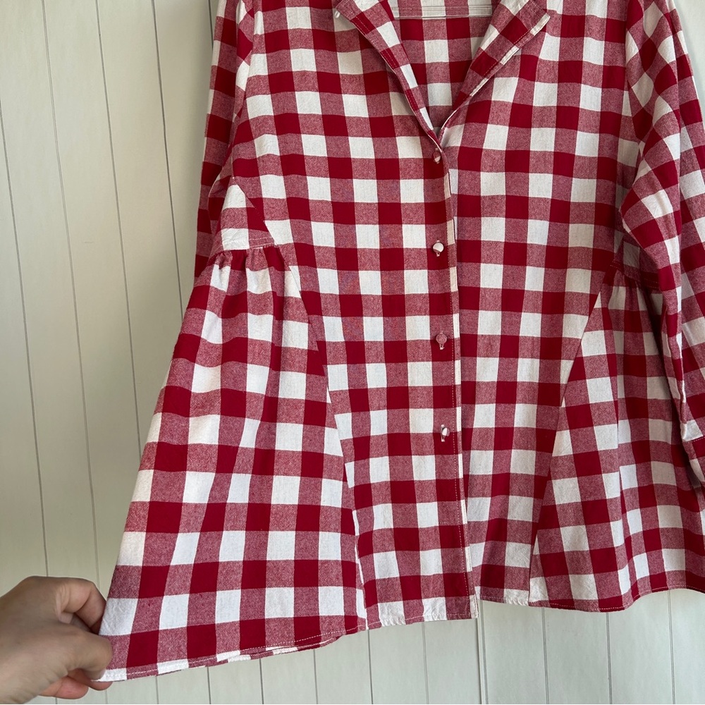 Tuckernuck Pomander Place size L Scarlett button down apple red gingham cotton - Picture 5 of 12